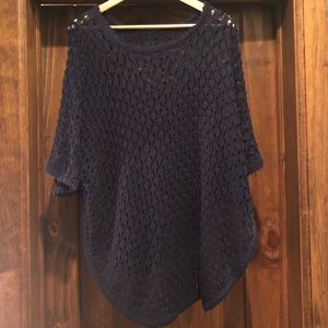 ❌SOLD❌ Navy & Silver Open Weave Poncho
